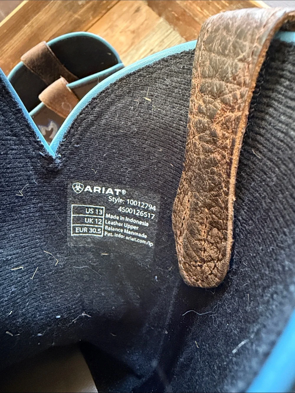 Ariat Brown and Black Kids Western Boots with Blue Embroidery